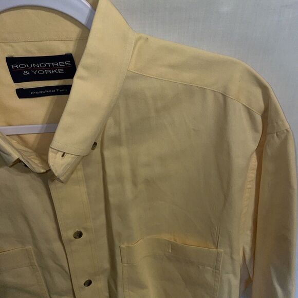Roundtree & Yorke Dress Shirt Men’s Size Large Yellow Button Up Short Sleeve - Picture 4 of 12